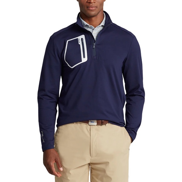 RLX Ralph Lauren Navy and White Performance Quarter-Zip Pullover